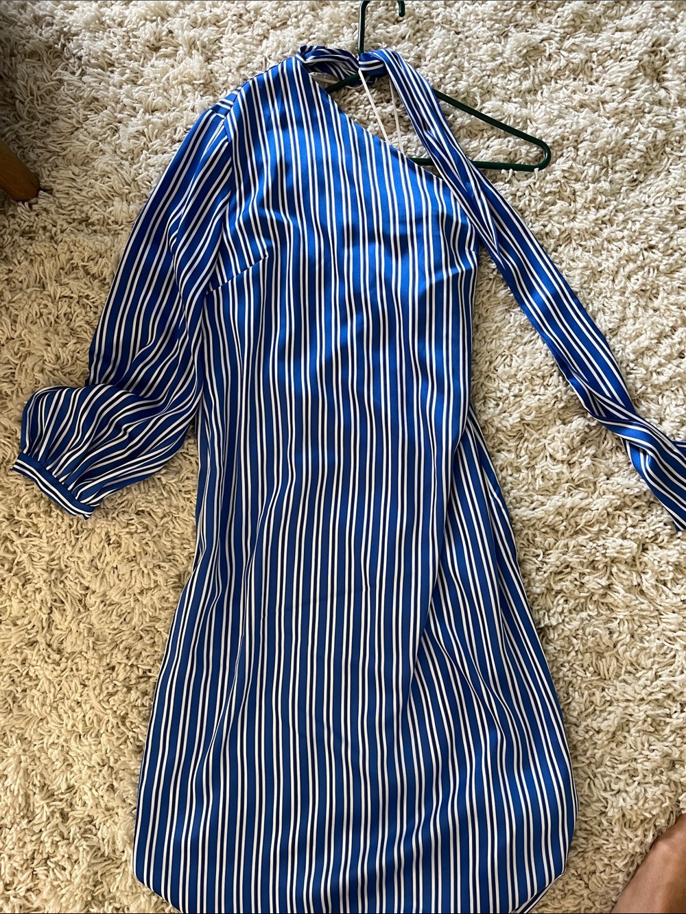 Banana Republic Blue and White Striped Long-Sleeve Dress